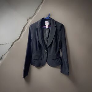Candies Short Notched Collar Blazer  Womens Size Medium Black Lined